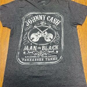 Womens Gray Johnny Cash Short Sleeve Tee Large